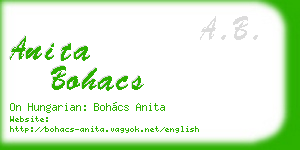 anita bohacs business card