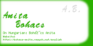 anita bohacs business card